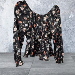Papermoon Floral Floral Satin Empire Print Blouse